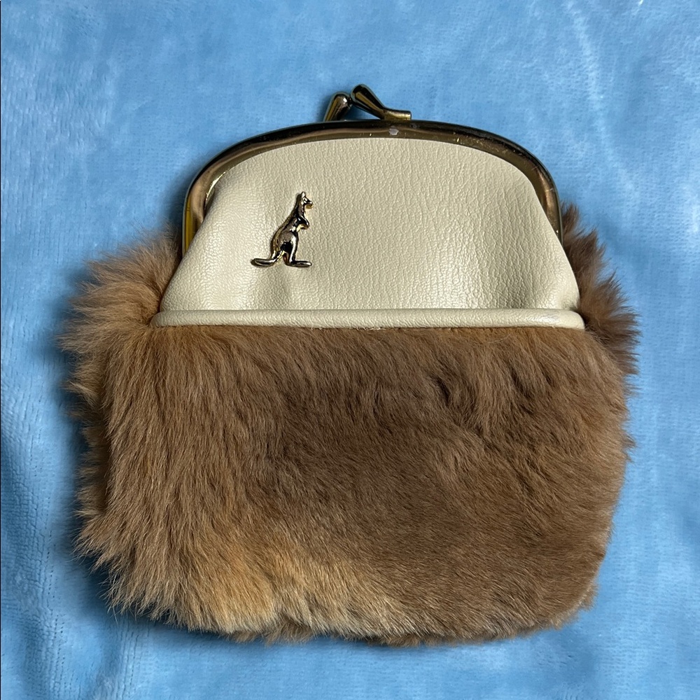 Vintage Genuine Kangaroo Fur Kiss Lock Wallet Coin Purse Rare Australia